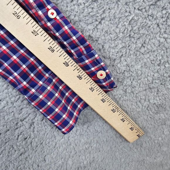 UNTUCKit Men's Blue Red Check Button Up Performance Shirt Stuhlmuller Size L - Picture 11 of 12